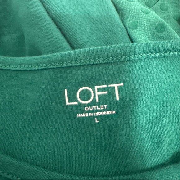 Loft Womens SZ L Green Sleeve Sheer Polka Dot Ruffle Sleeves Forest Fairycore - Picture 4 of 8